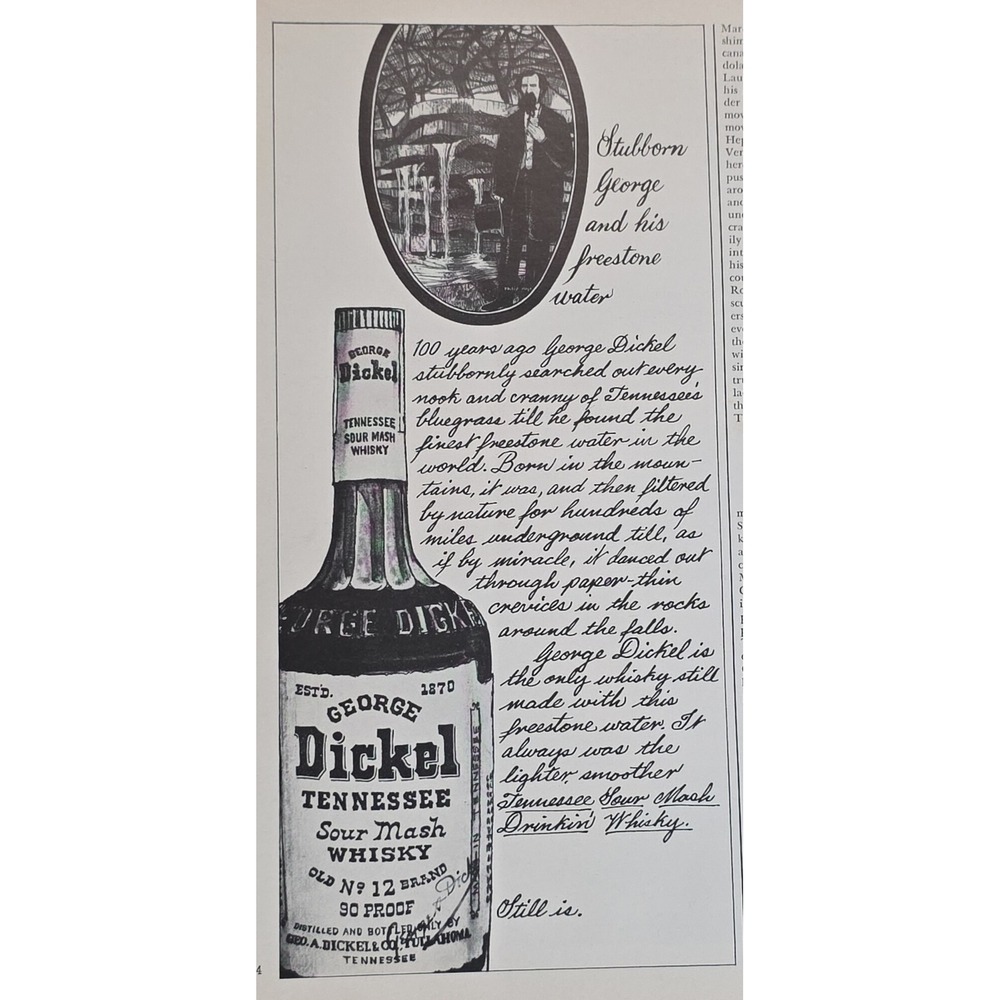 George Dickel Tennessee Sour Mash Whisky Vintage Print Ad 1964 No 12